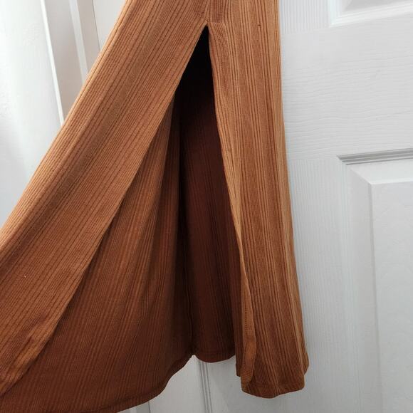 VITAMIN A Ribbed Tank Midi Dress XS‎ Brown Casual Minimalist Beach Coastal Chic - Picture 4 of 7